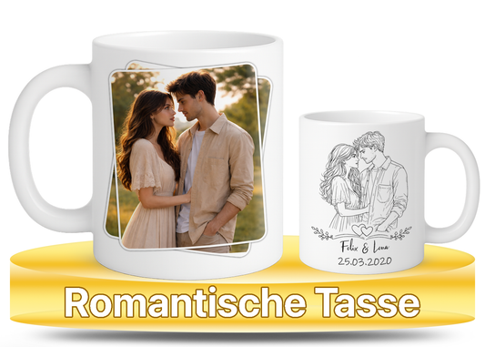 Romantische Fototasse – personalisiert mit Namen & Datum